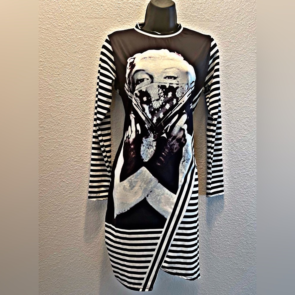 Black and white Marilyn Monroe mini dress
